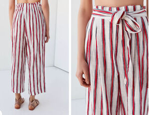 Urban Outfitters  Cotton Gauze Stripe paperbag pant size S/P